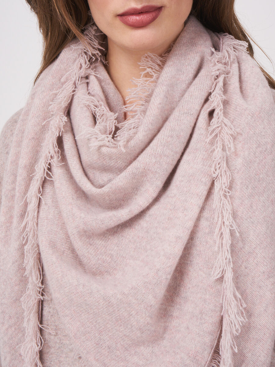 Triangular cashmere scarf with fringes image number 2