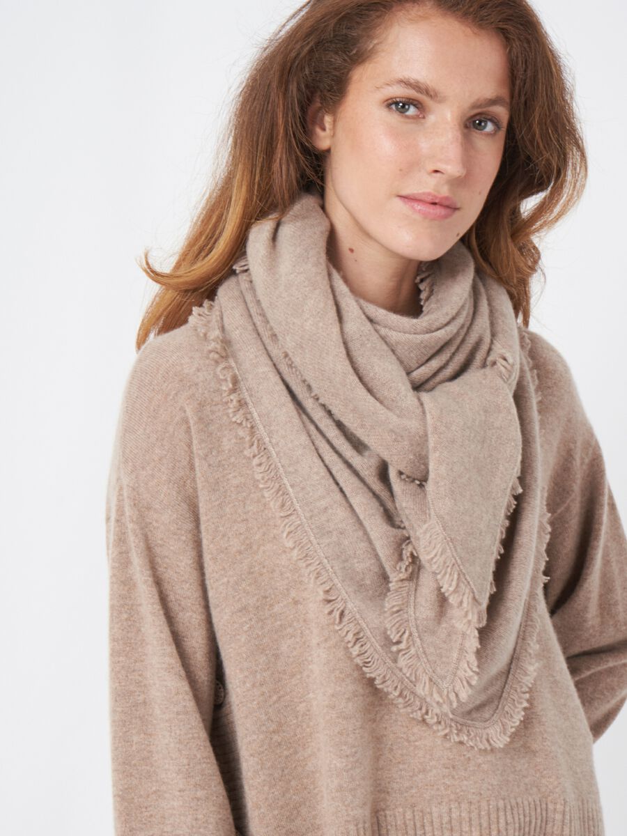 Triangular cashmere scarf with fringes image number 2