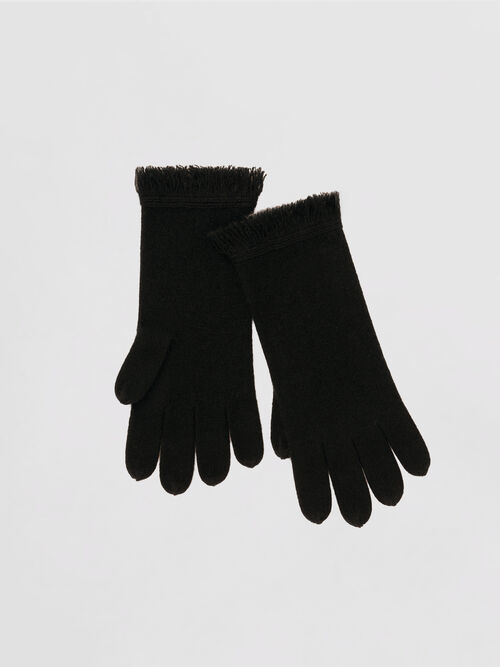 Fijngebreide kasjmier handschoenen met franjes