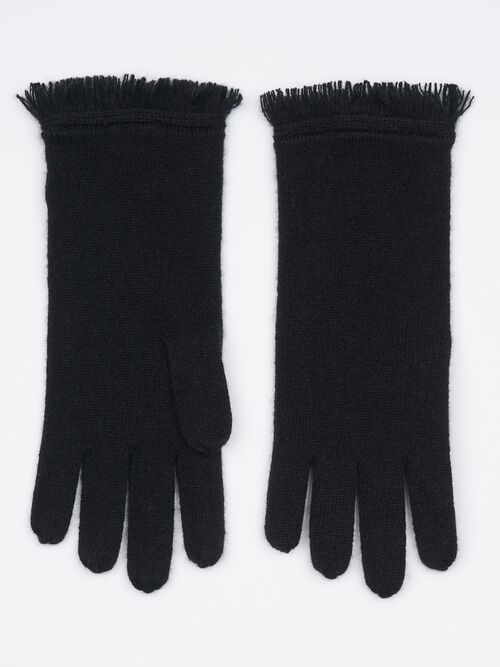 Handschuhe mit Fransen aus Bio-Kaschmir
