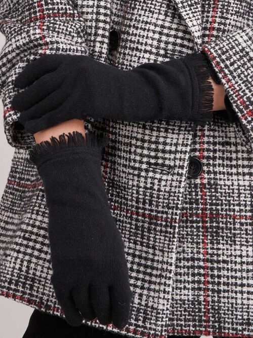 Handschuhe mit Fransen aus Bio-Kaschmir