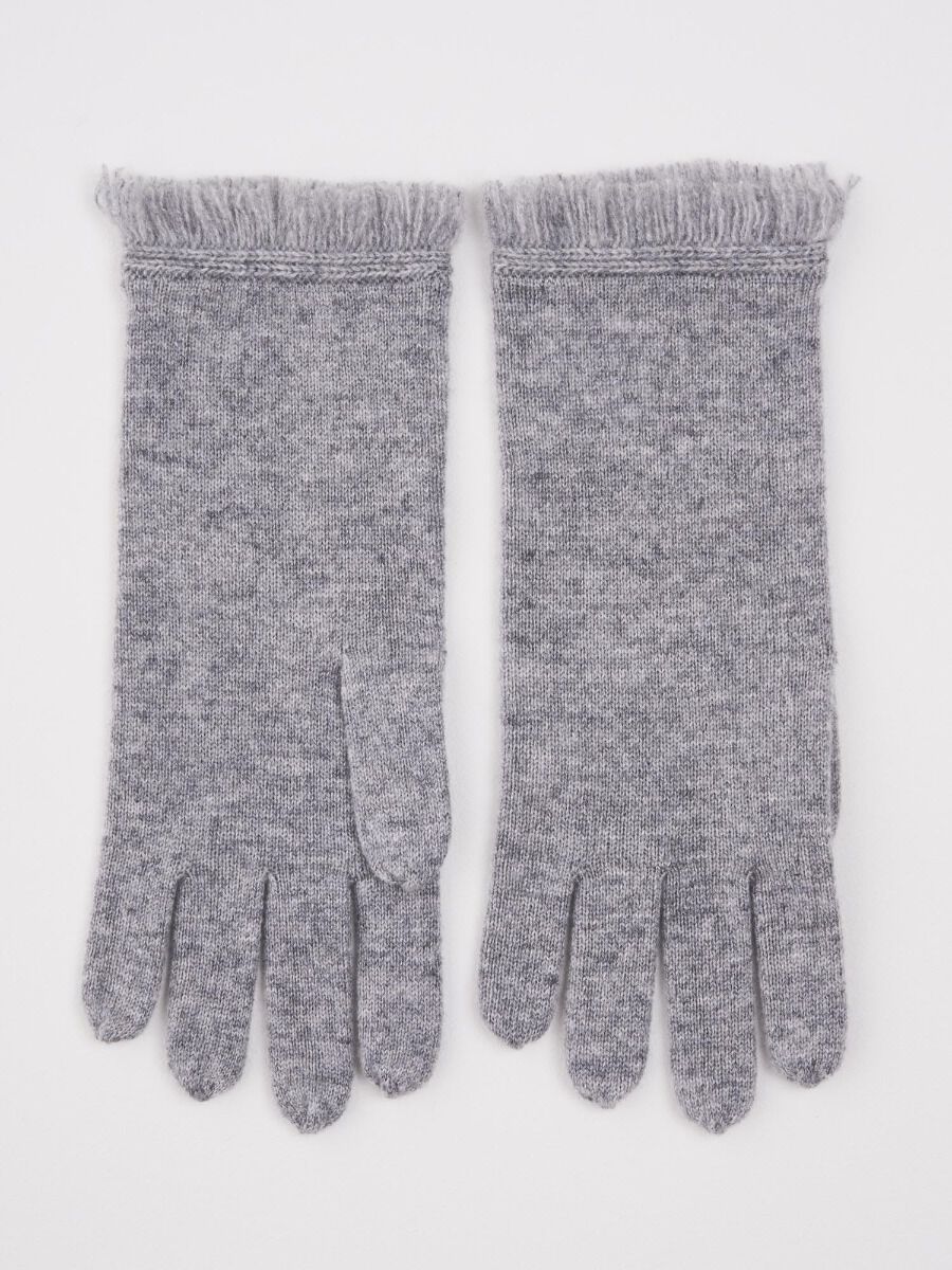 Cashmere gloves with fringes image number 0