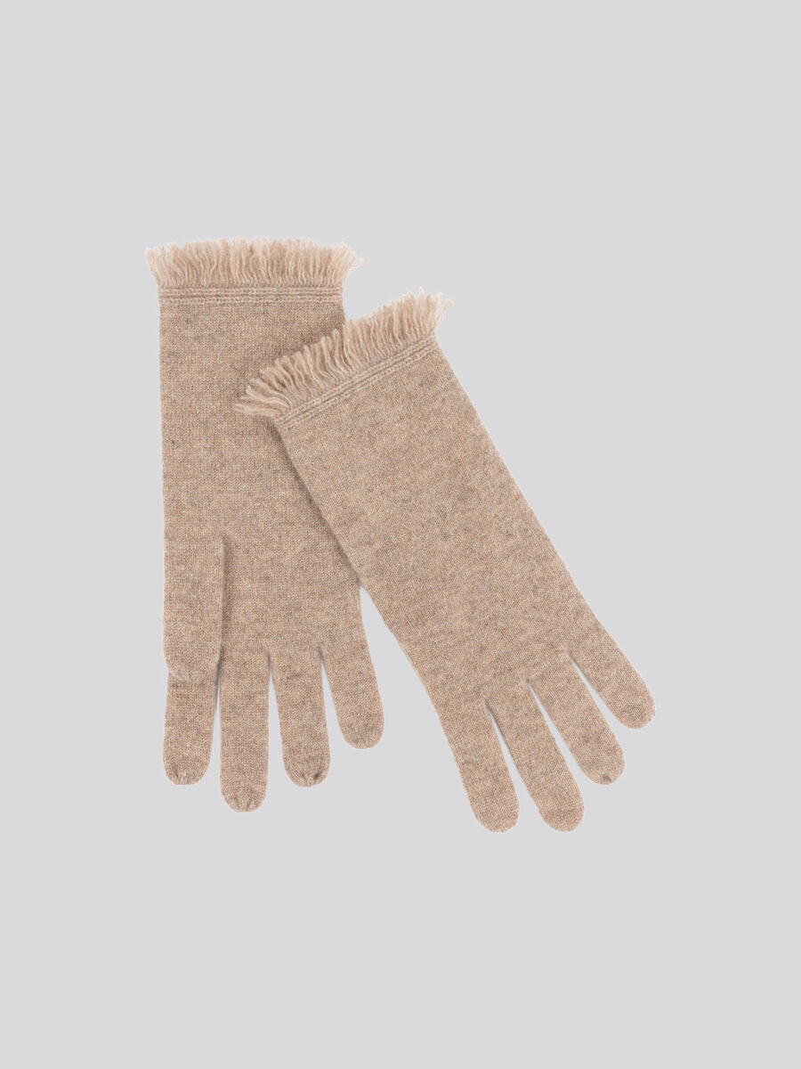 Cashmere gloves with fringes image number 0