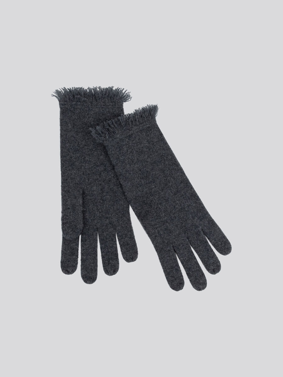 Cashmere gloves with fringes image number 14