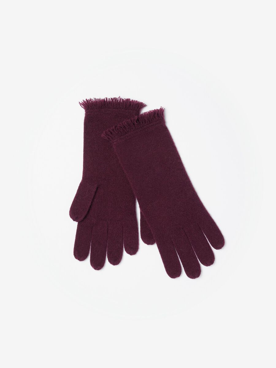 Cashmere gloves with fringes image number 0