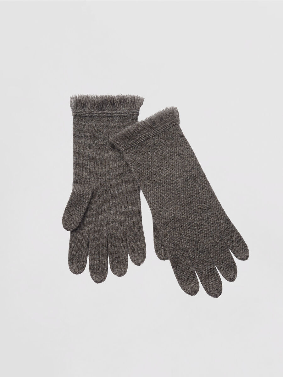 Feinstrick-Kaschmirhandschuhe mit Fransen image number 0