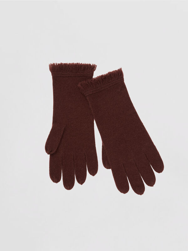Feinstrick-Kaschmirhandschuhe mit Fransen image number 0