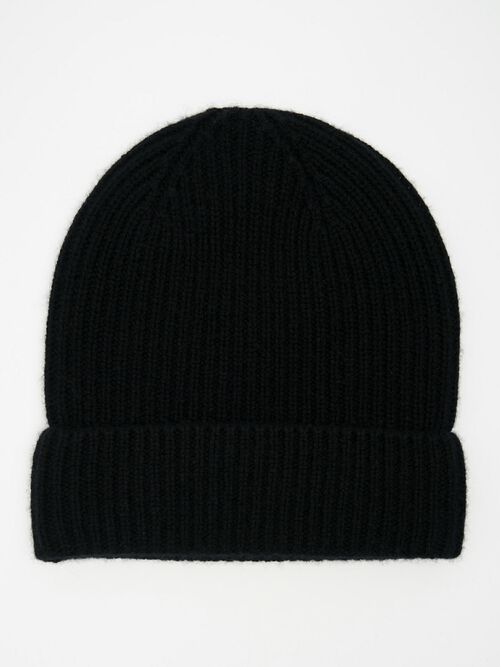 Ribbed hat in organic cashmere