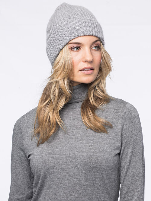 Gerippte Mütze aus Bio-Kaschmir