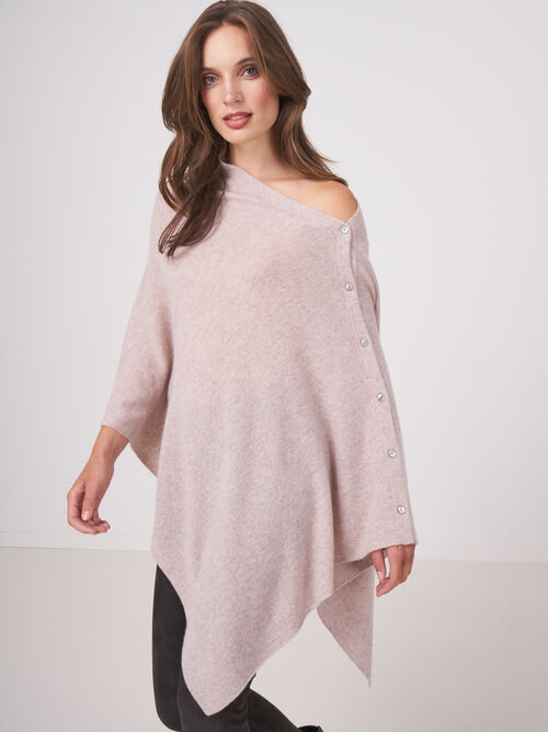 Asymmetric poncho with button placket
