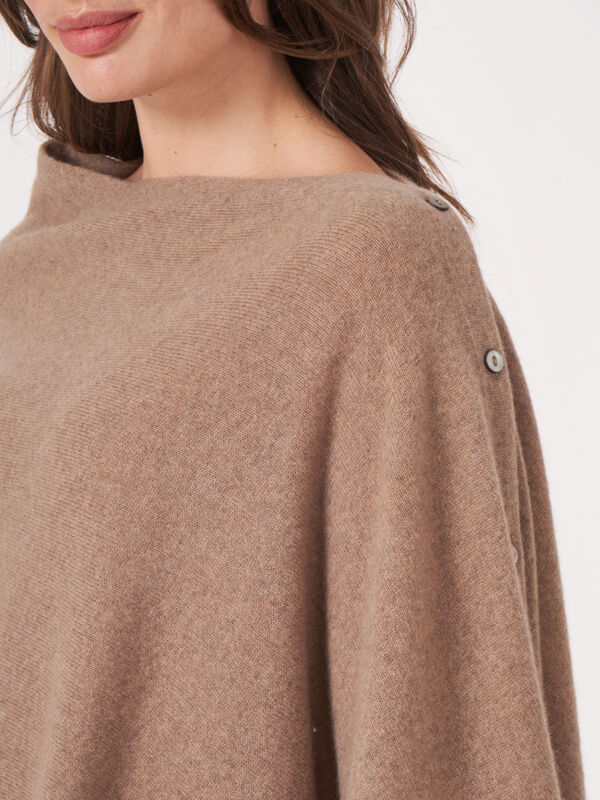 Asymmetric poncho with button placket image number 3