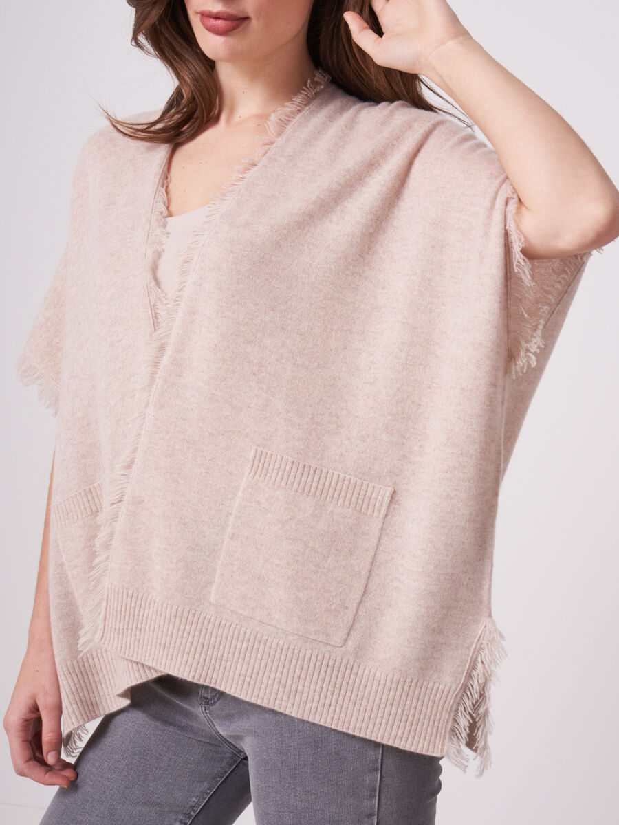 Poncho cape with fringes image number 2