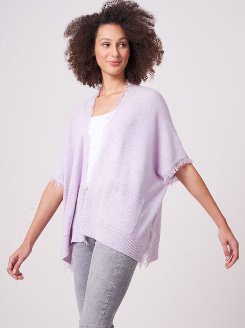 Cape poncho frang&eacute; en cachemire biologique