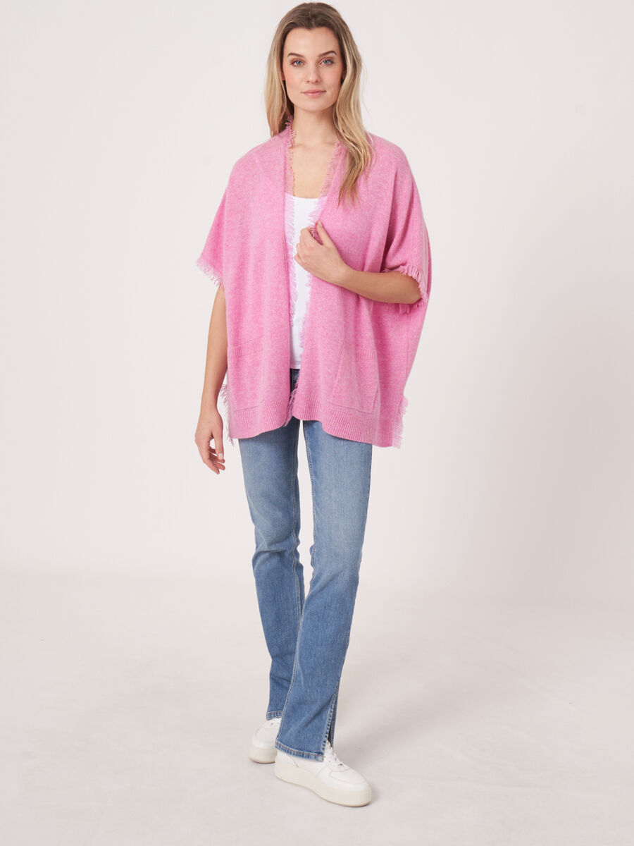 Cape poncho frang&eacute; en cachemire biologique image number 5