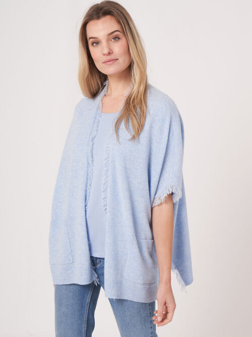 Cape poncho frang&eacute; en cachemire biologique