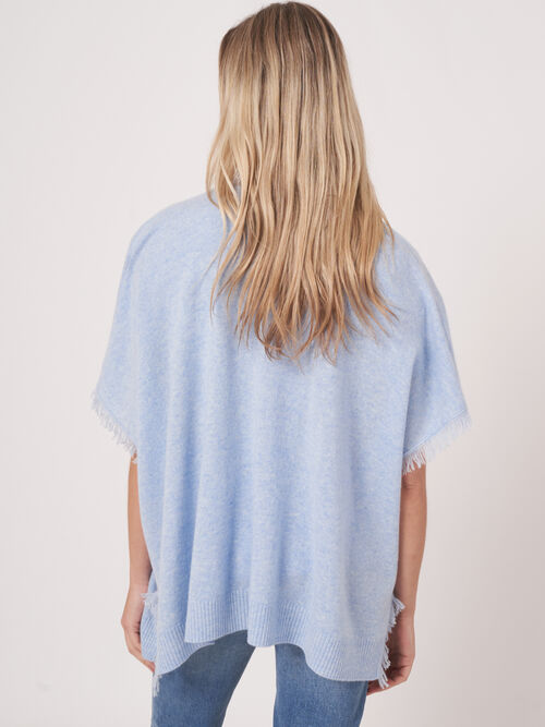 Cape poncho frang&eacute; en cachemire biologique