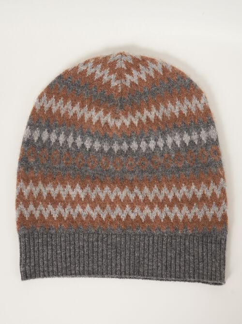 Organic cashmere intarsia knit hat