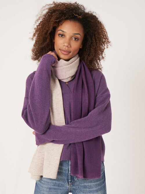Organic cashmere dip dye scarf