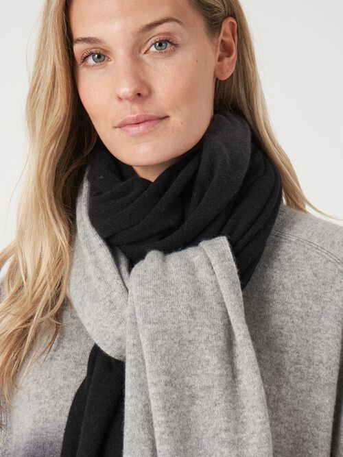 Organic cashmere dip dye scarf