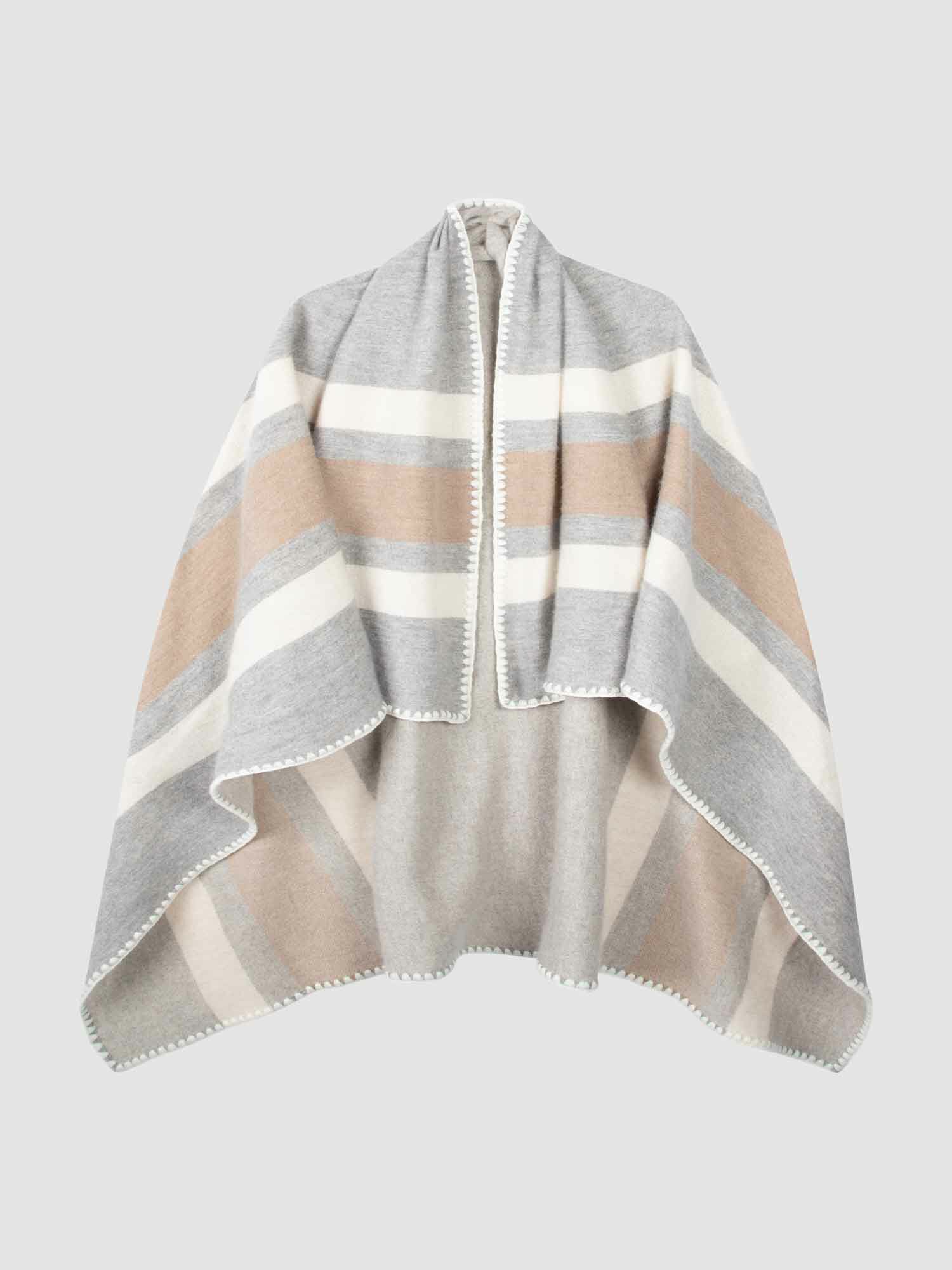 Stijlvolle vierkante cashmere sjaal met strepen & dekensteek afbeelding 2
