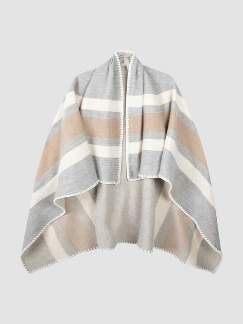 Stijlvolle vierkante cashmere sjaal met strepen & dekensteek