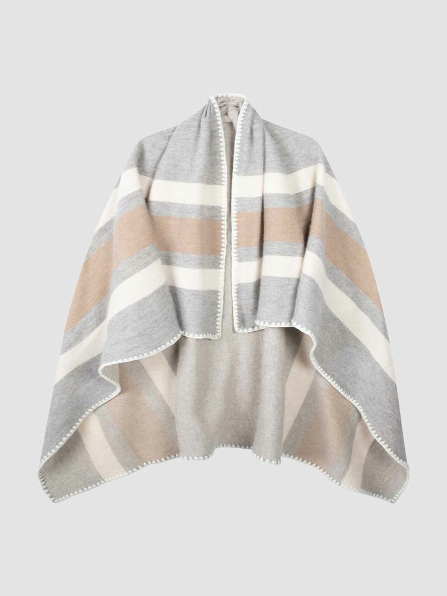 Quadratischer Kaschmirschal mit Streifen und Deckennaht image number 1