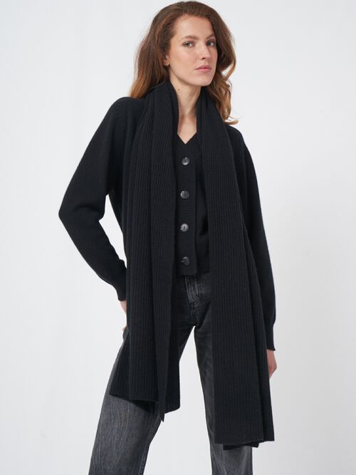 Ribgebreide oversized cashmere sjaal