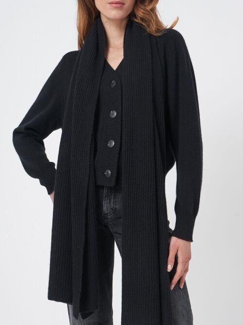 Ribgebreide oversized cashmere sjaal