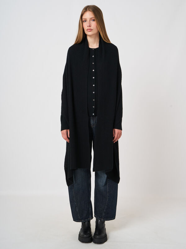 Ribgebreide oversized cashmere sjaal image number 1