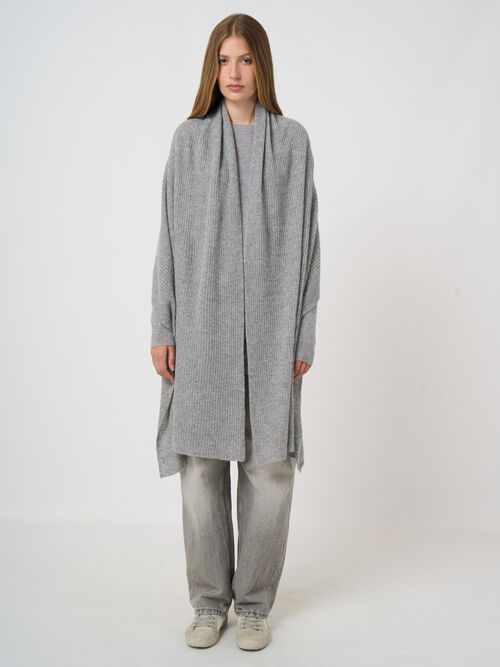 Oversized rib knit cashmere scarf
