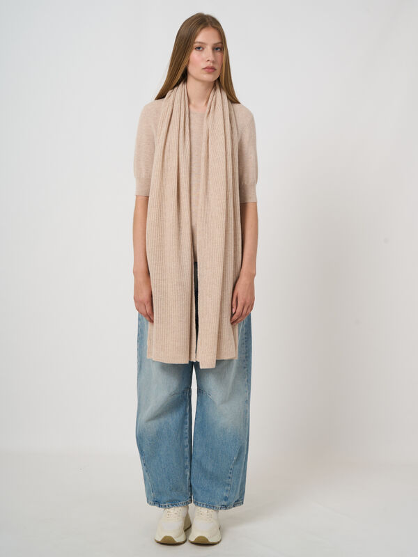 Oversized Rib-Knit Cashmere Scarf image number 2