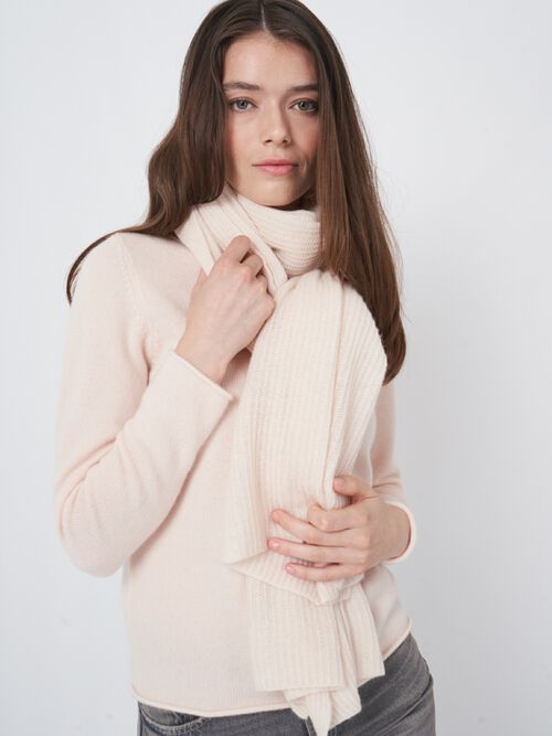 Ribgebreide oversized cashmere sjaal