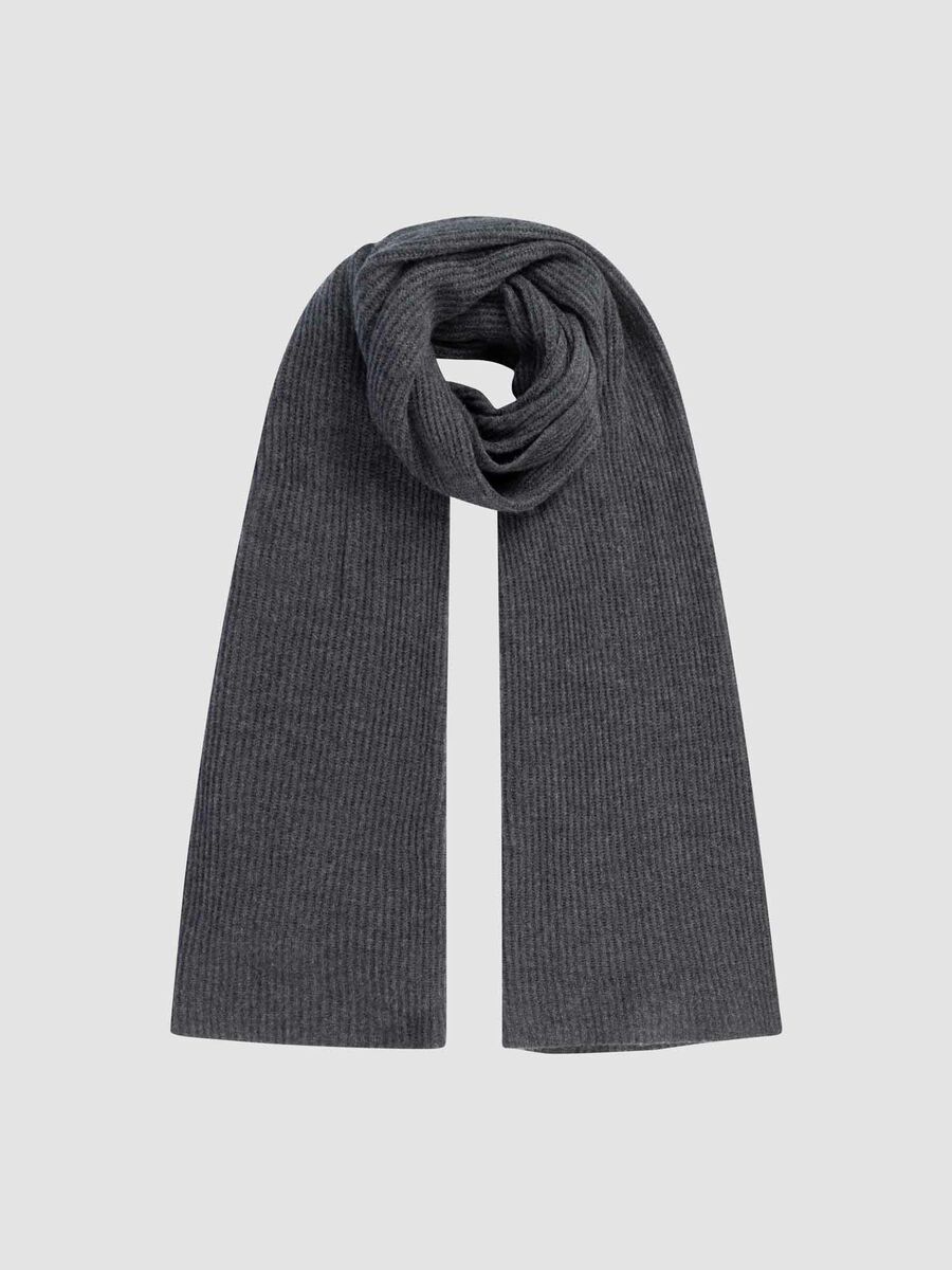 Oversized rib knit cashmere scarf image number 0