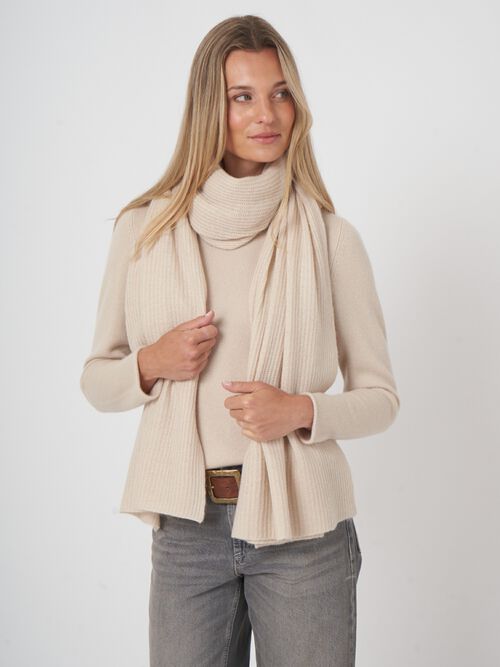 Ribgebreide oversized cashmere sjaal