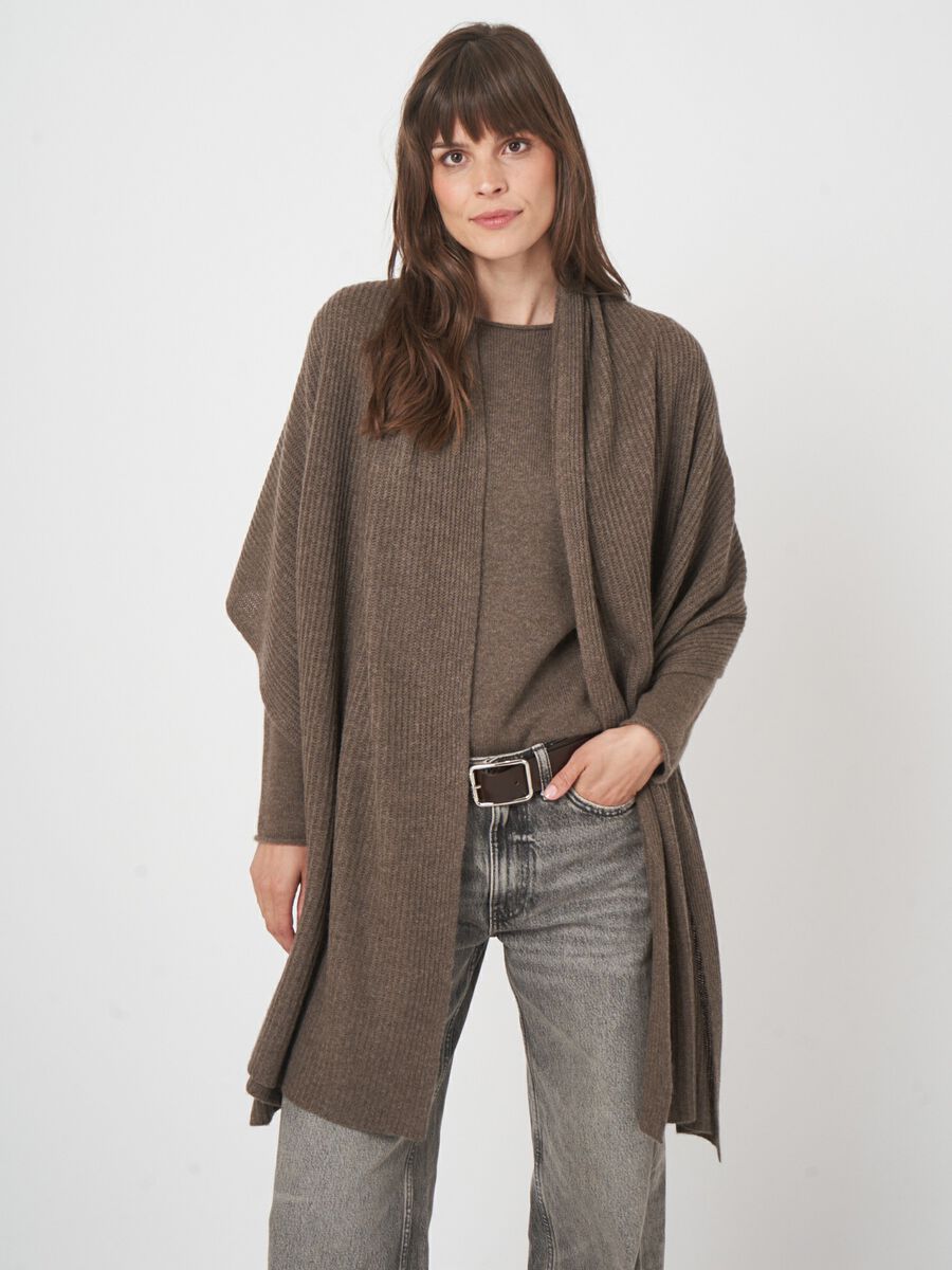 Oversized rib knit cashmere scarf image number 6