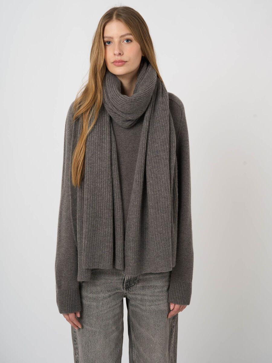 Oversized Rib-Knit Cashmere Scarf image number 6