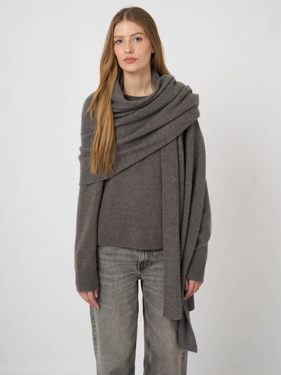 Oversized Rib-Knit Cashmere Scarf image number 7