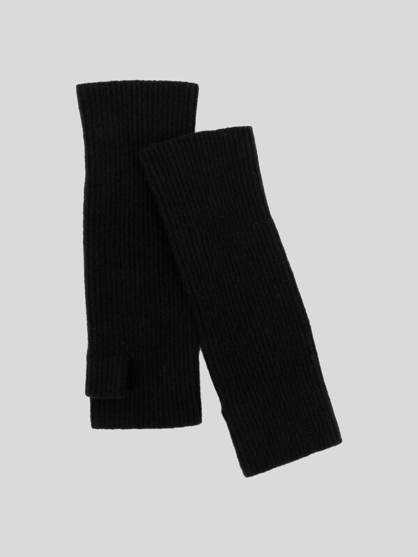 Fingerlose Handschuhe im Rippstrick aus Kaschmir image number 0