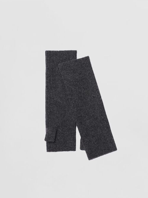 Geribd gebreide vingerloze handschoenen van cashmere