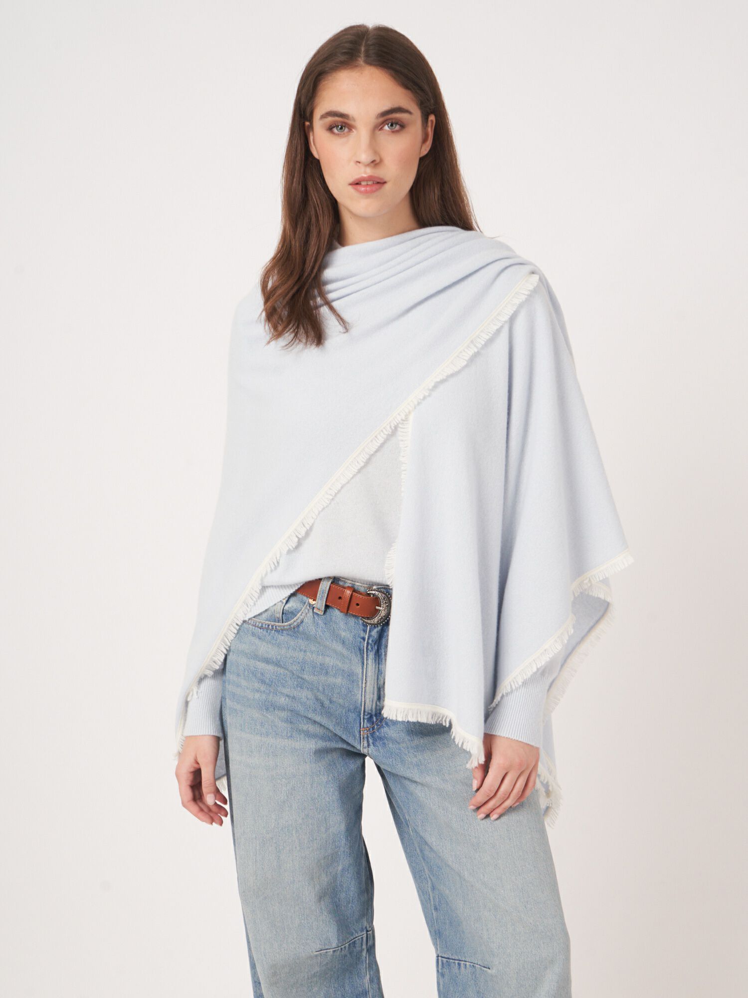 Cashmere cape met franje