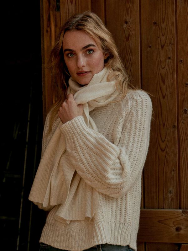 Bio-Kaschmirschal - mittelschwer mit geripptem Rand image number 1