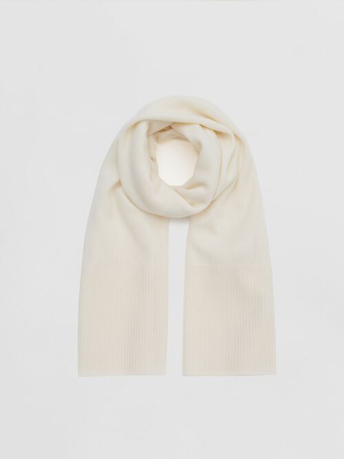 Classic ribbed-edge organic cashmere scarf