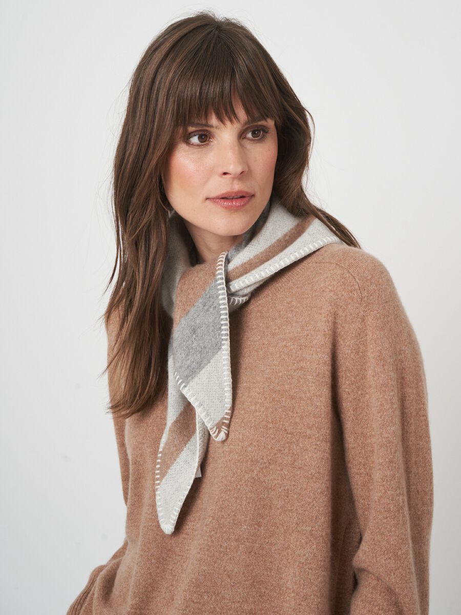 Gestreepte geweven kasjmier bandana - driehoek & dekensteek image number 8