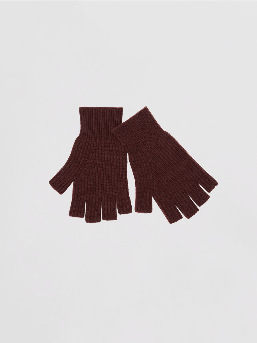 Rib-Knit Cashmere Fingerless Gloves image number 0