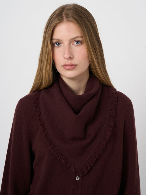 Fine-Knit Cashmere Square Scarf with Fringes