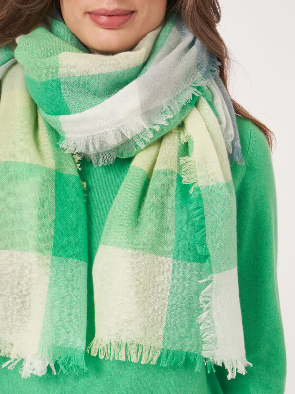 &Eacute;charpe carr&eacute;e tiss&eacute;e en laine m&eacute;lang&eacute;e avec motif &agrave; carreaux image number 4