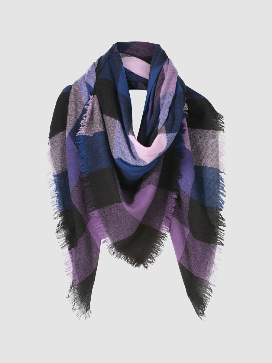 Geweven sjaal met ruitpatroon van cashmere-mix image number 0