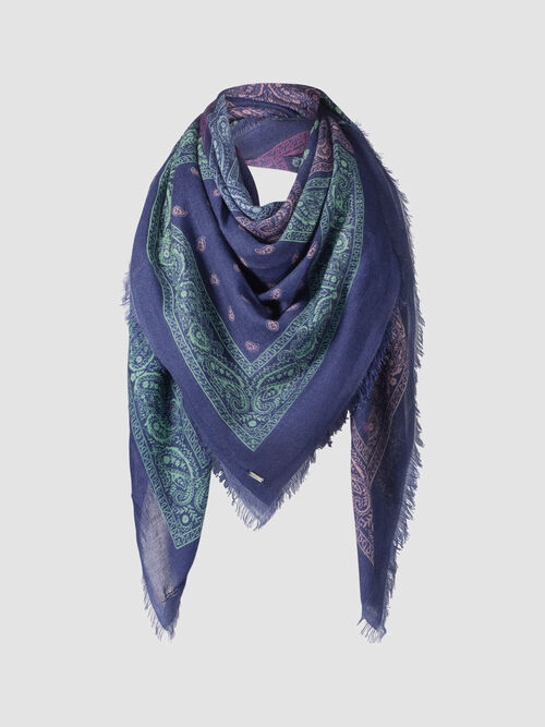 Foulard avec imprimé paisley en mélange de cachemire et de soie 