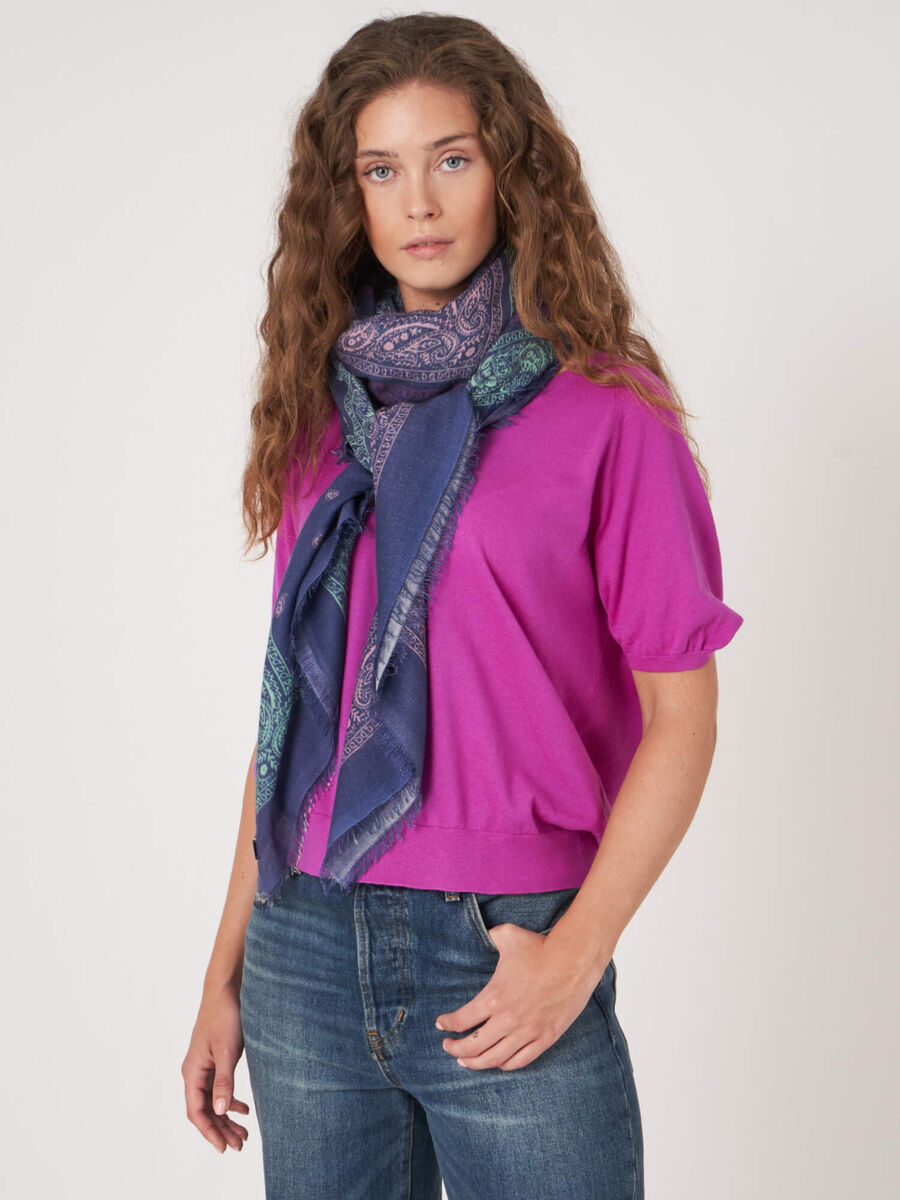 Sjaal met paisley print van cashmere-zijde mix image number 2