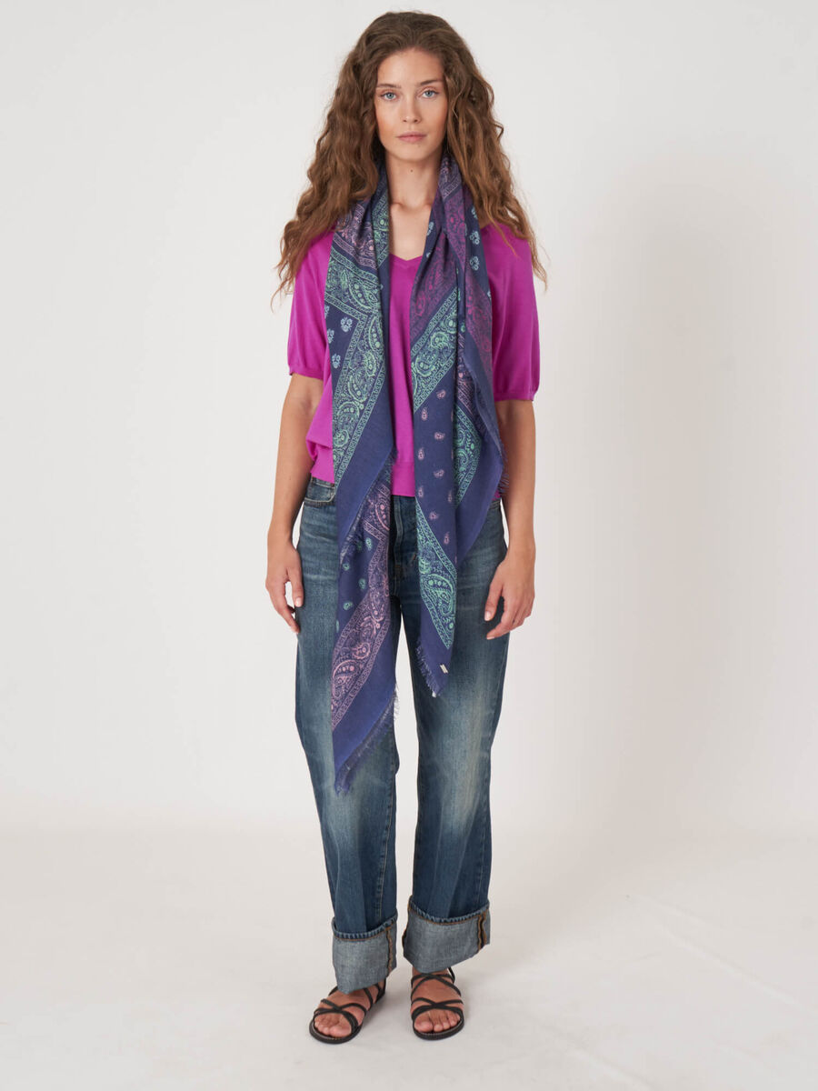 Sjaal met paisley print van cashmere-zijde mix image number 4